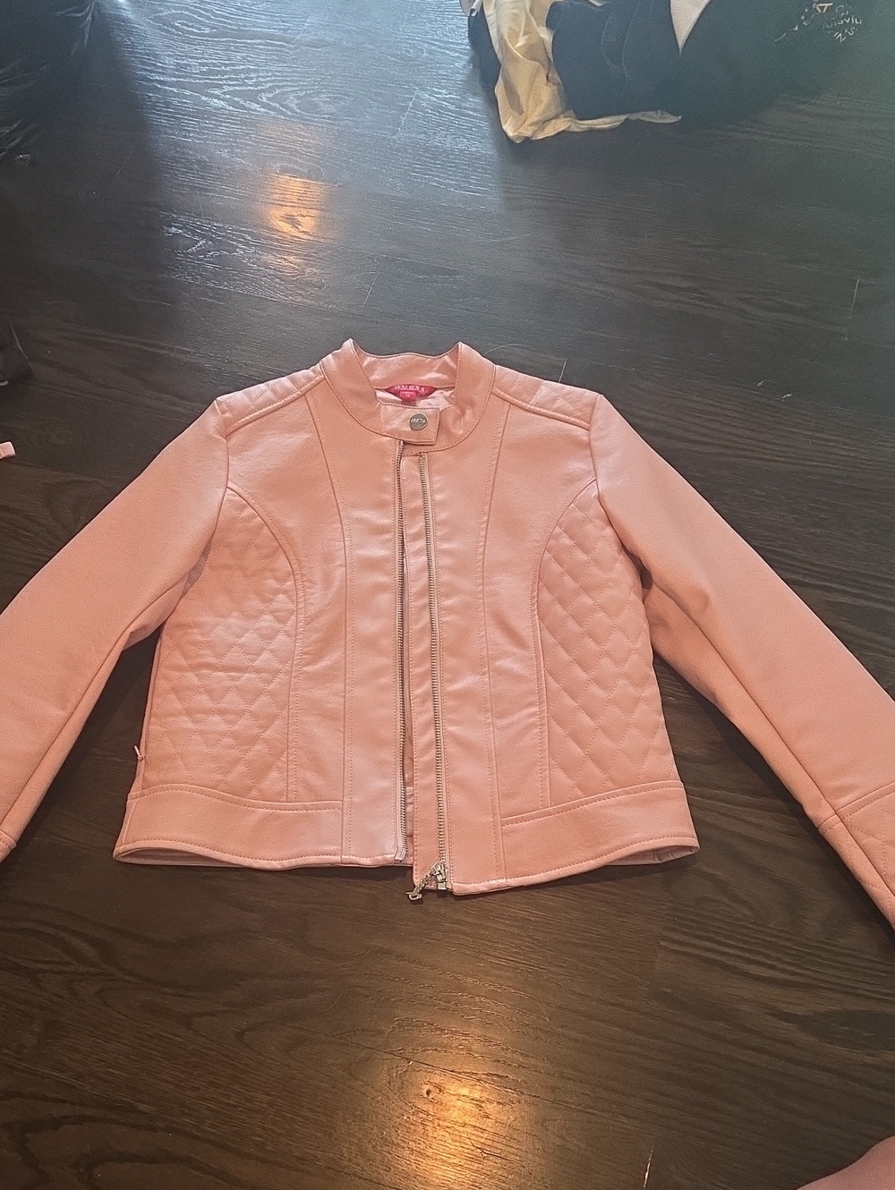 Guess Pink Quilted Moto Jacket for Kids